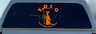 YOLO You Only Live Once Grim Reaper Funny Car or Truck Window Decal Sticker (Orange)