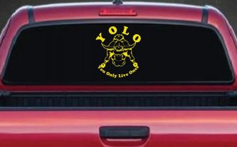YOLO You Only Live Once Big Bull Western Rodeo Ranch Farm Car or Truck Window Decal Sticker (Yellow)
