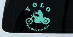 YOLO You Only Live Once Biker Car or Truck Window Decal Sticker (Mint)