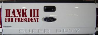 Hank III For President Country Car or Truck Window Vinyl Decal Sticker (Purple Red)
