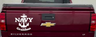 Navy Grandma Military Car or Truck Window Decal Sticker (White)
