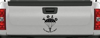 YOLO You Only Live Once Skydiving Sports Car or Truck Window Decal Sticker (Black)