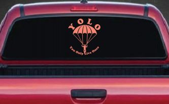 YOLO You Only Live Once Skydiving Sports Car or Truck Window Decal Sticker (Coral)