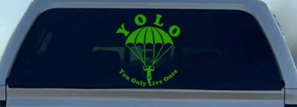 YOLO You Only Live Once Skydiving Sports Car or Truck Window Vinyl Decal Sticker (Lime)
