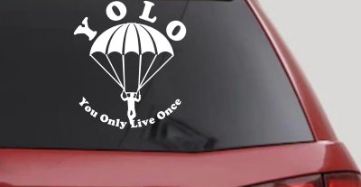 YOLO You Only Live Once Skydiving Sports Car or Truck Window Vinyl Decal Sticker