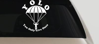 YOLO You Only Live Once Skydiving Sports Car or Truck Window Vinyl Decal Sticker