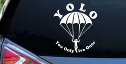 YOLO You Only Live Once Skydiving Sports Car or Truck Window Decal Sticker