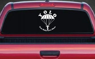 YOLO You Only Live Once Skydiving Sports Car or Truck Window Decal Sticker