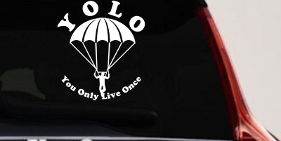 YOLO You Only Live Once Skydiving Sports Car or Truck Window Vinyl Decal Sticker