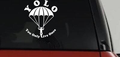 YOLO You Only Live Once Skydiving Sports Car or Truck Window Vinyl Decal Sticker