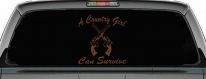 A Country Girl Can Survive Crossed Pistols Guns Car or Truck Window Vinyl Decal Sticker (Copper)