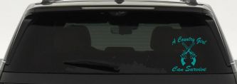 A Country Girl Can Survive Crossed Pistols Guns Car or Truck Window Vinyl Decal Sticker (Turquoise)