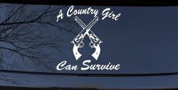 A Country Girl Can Survive Crossed Pistols Guns Car or Truck Window Decal Sticker