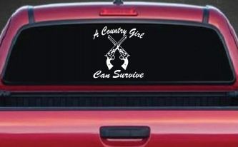 A Country Girl Can Survive Crossed Pistols Guns Car or Truck Window Decal Sticker