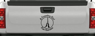 A Country Girl Can Survive Rifle And Pistol Guns Car or Truck Window Decal Sticker (Black)