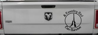A Country Girl Can Survive Rifle And Pistol Guns Car or Truck Window Decal Sticker (Black)