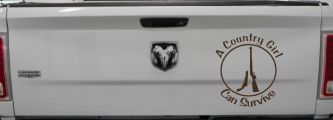 A Country Girl Can Survive Rifle And Pistol Guns Car or Truck Window Decal Sticker (Brown)
