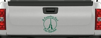 A Country Girl Can Survive Rifle And Pistol Guns Car or Truck Window Decal Sticker (Dark Green)