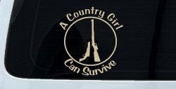 A Country Girl Can Survive Rifle And Pistol Guns Car or Truck Window Decal Sticker (Desert Sand)