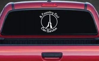 A Country Girl Can Survive Rifle And Pistol Guns Car or Truck Window Decal Sticker