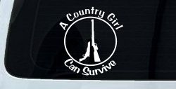 A Country Girl Can Survive Rifle And Pistol Guns Car or Truck Window Decal Sticker