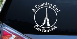 A Country Girl Can Survive Rifle And Pistol Guns Car or Truck Window Decal Sticker