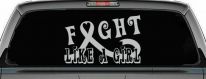 Fight Like a Girl Breast Cancer Car or Truck Window Decal Sticker (Light Gray)
