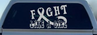 Fight Like a Girl Breast Cancer Car or Truck Window Decal Sticker (Light Gray)