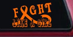 Fight Like a Girl Breast Cancer Car or Truck Window Decal Sticker (Orange)