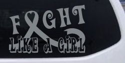 Fight Like a Girl Breast Cancer Car or Truck Window Decal Sticker (Telegrey)