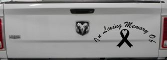 In Loving Memory Of Cancer Ribon Car or Truck Window Decal Sticker (Black)