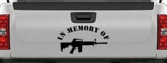 In Memory Of AR 15 Military Car or Truck Window Decal Sticker (Black)