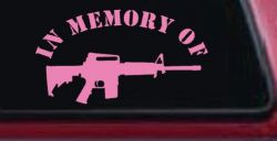 In Memory Of AR 15 Military Car or Truck Window Decal Sticker (Pink)