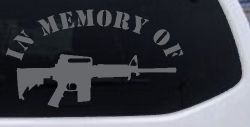 In Memory Of AR 15 Military Car or Truck Window Vinyl Decal Sticker (Silver)