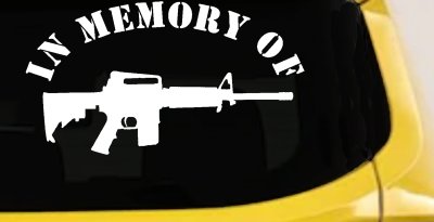 In Memory Of AR 15 Military Car or Truck Window Vinyl Decal Sticker (White)