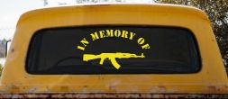 In Memory Of AK 47 Military Car or Truck Window Decal Sticker (Yellow)