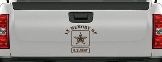 In Memory Of Army Military Car or Truck Window Vinyl Decal Sticker (Brown)