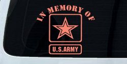 In Memory Of Army Military Car or Truck Window Vinyl Decal Sticker (Coral)