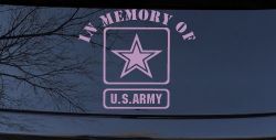 In Memory Of Army Military Car or Truck Window Decal Sticker (Lilac)