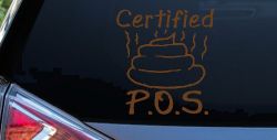 Certified POS Funny Car or Truck Window Decal Sticker (Copper)