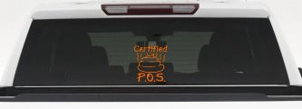 Certified POS Funny Car or Truck Window Decal Sticker (Orange)