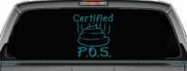 Certified POS Funny Car or Truck Window Decal Sticker (Turquoise Blue)