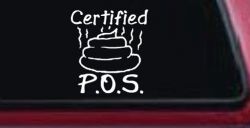 Certified POS Funny Car or Truck Window Decal Sticker