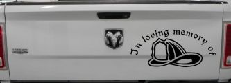 In Loving Memory Of Firefighter Helmet Car or Truck Window Decal Sticker (Black)