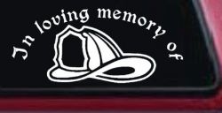 In Loving Memory Of Firefighter Helmet Car or Truck Window Decal Sticker
