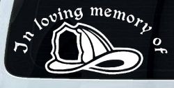 In Loving Memory Of Firefighter Helmet Car or Truck Window Decal Sticker