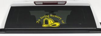 In Loving Memory Of Firefighter Helmet Car or Truck Window Decal Sticker (Yellow)