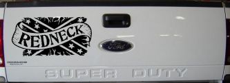 Redneck Banner Rebel Flag Country Car or Truck Window Decal Sticker (Black)