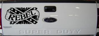 Rebel Banner Rebel Flag Country Car or Truck Window Decal Sticker (Black)