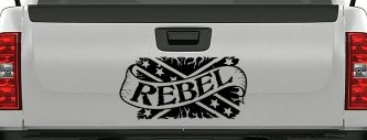 Rebel Banner Rebel Flag Country Car or Truck Window Decal Sticker (Black)